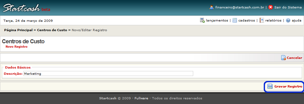 CentrodeCustoCadastro